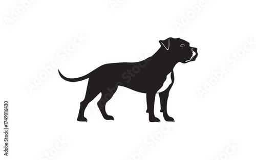 Pitbull Dog Silhouette Vector Strong Canine Outline Design