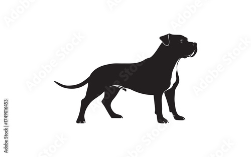 Pitbull Dog Silhouette Vector Strong Canine Outline Design