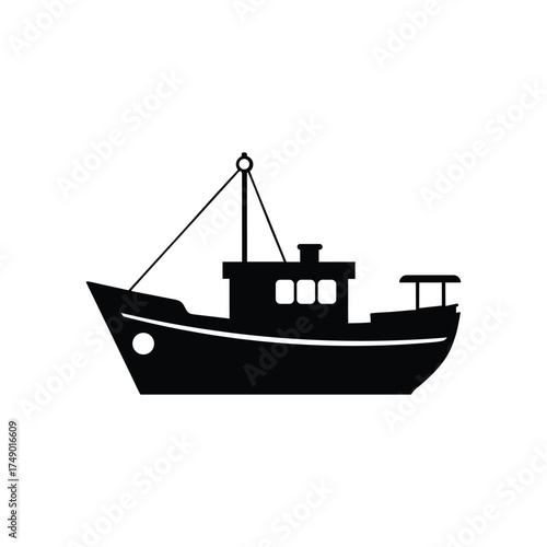 Fishing Boat Vector Icon Sea Vessel Fisherman Ship Illustration