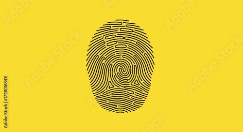 The abstract fingerprint pattern represents unique identity and personal identification in digital security.
