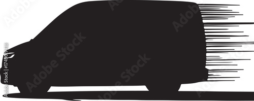 Delivery Van Fast Transport Get It Fast Express Service Shipping Truck Cargo Vehicle Commercial Transport Logistics Speed Silhouette Vector