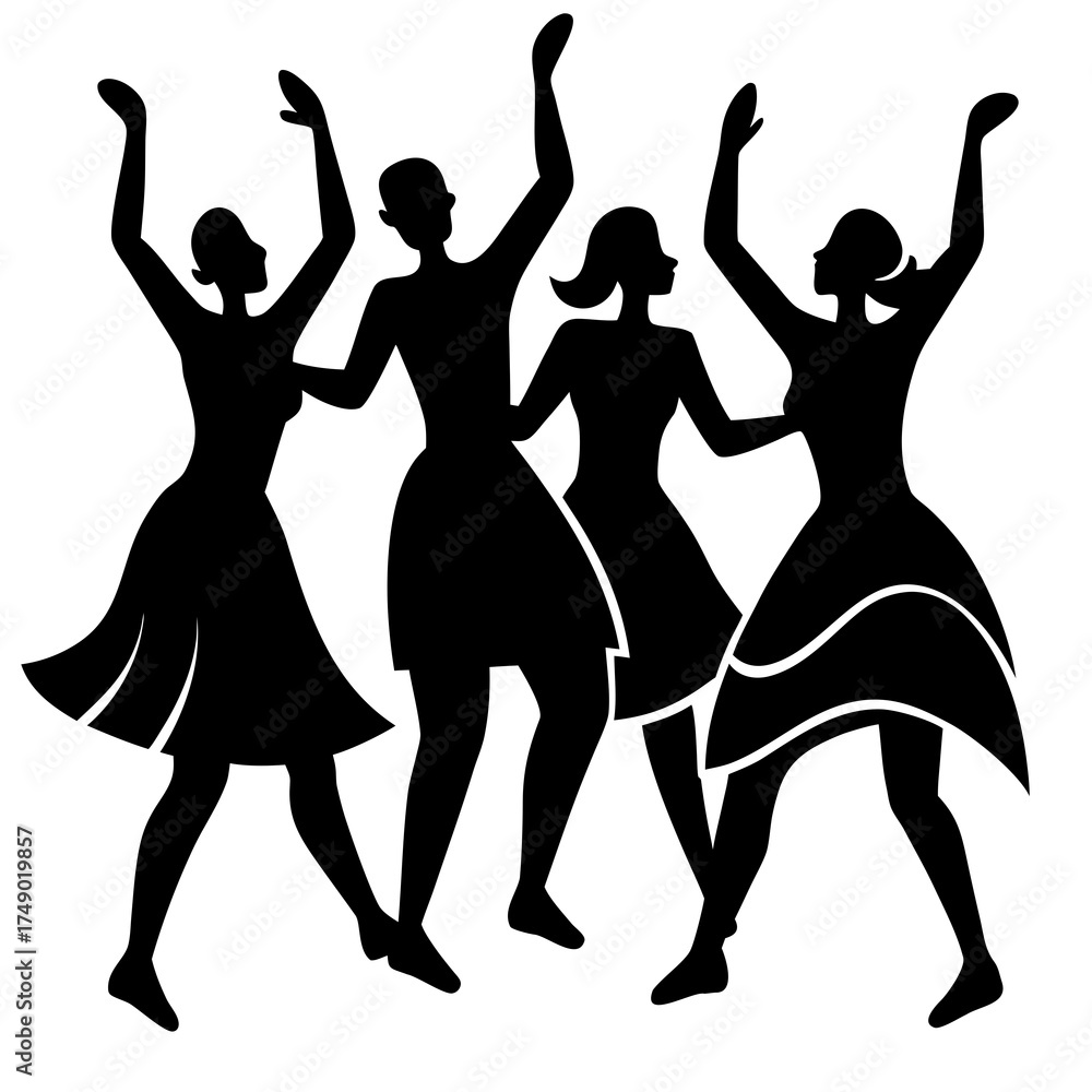 Fototapeta premium silhouettes of dancing girls