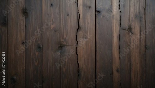 Top View Brown Wood Paneling with Cracks – Old Grunge Dark Wooden Background and Aged Wood Texture Surface