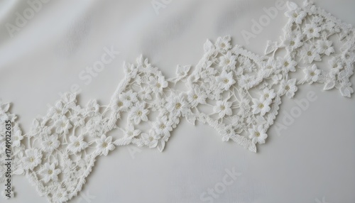 White Lace with Small Floral Pattern on White Background – Elegant Fabric Texture for Wedding and Vintage Design