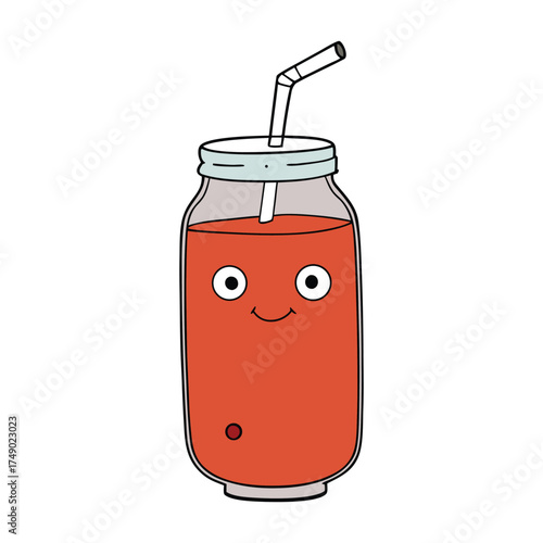A clear juice jar filled with vibrant, refreshing liquid, sealed with a lid. Perfect for storing and serving fresh fruit juices with a bright, healthy, and natural appeal.
