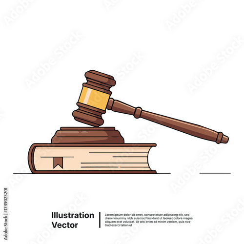 A wooden judge's gavel and law book representing the concept of legal justice and court decisions
