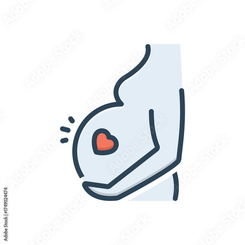 Color illustration icon for baby bump
