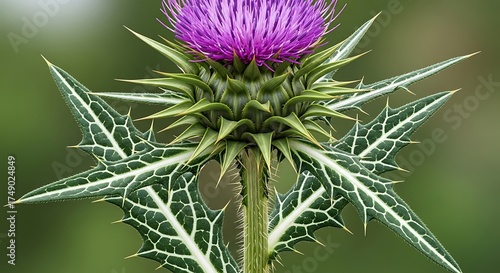 Wallpaper Mural Close-up of a Thistle Flower with Sharp Prickly Leaves. Torontodigital.ca