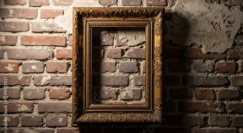 Wallpaper Mural Empty Frame on Brick Wall - A Study in Texture and Absence. Torontodigital.ca