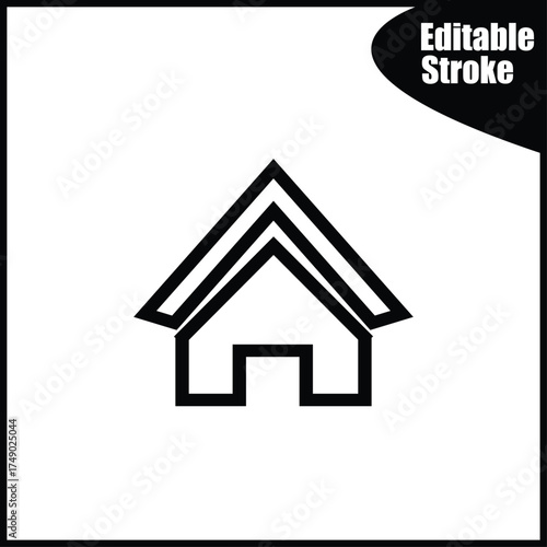 Clean, editable stroke home or house icon. Perfect for website navigation, app UI UX, real estate listings, and corporate start page buttons.
