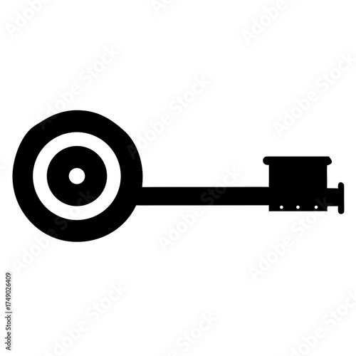 Vintage skeleton key silhouette isolated on white background