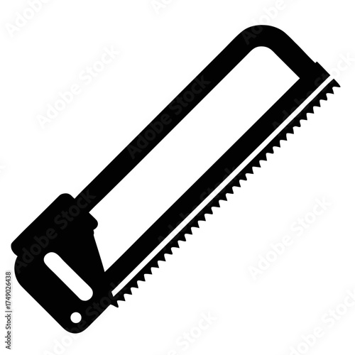 Black silhouette of a hacksaw tool silhouette
