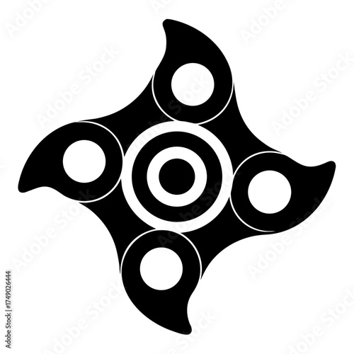 Abstract geometric star shape with concentric circles silhouette
