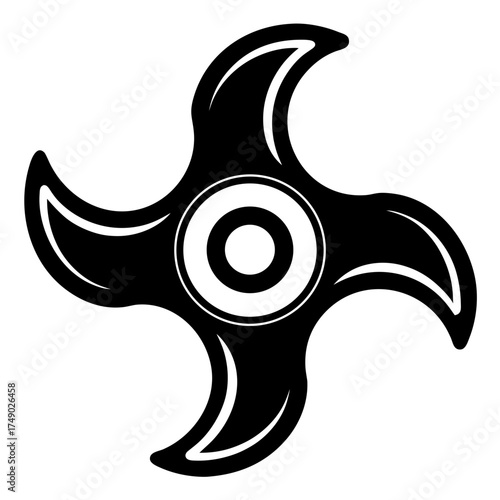 Black four pointed fidget spinner silhouette with white center
