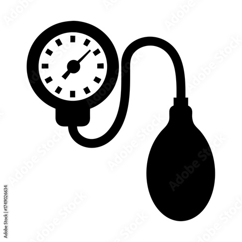 Medical blood pressure monitor gauge and bulb silhouette