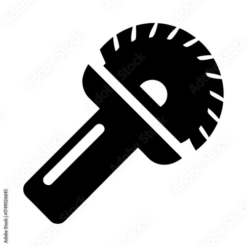 Black silhouette of a circular cutting tool on white background silhouette