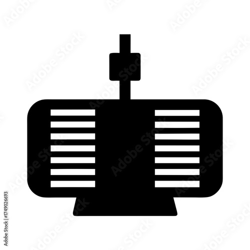Industrial electric motor silhouette with cooling fins