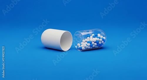 Wallpaper Mural Open Capsule with Blue and White Beads on Blue Background. Torontodigital.ca