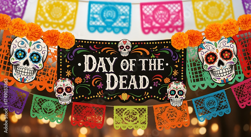 Day of the Dead Celebration Festive Sugar Skulls & Decorations