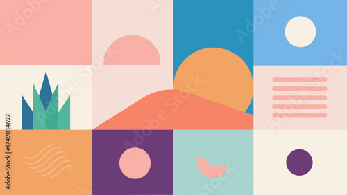 Minimalist aesthetic soft gradient collage background illustration