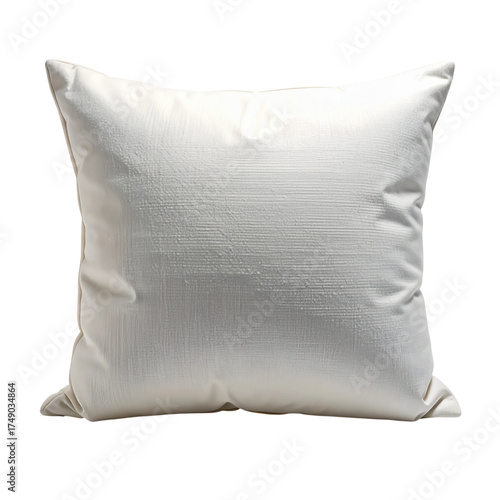 Isolated soft fabric cushion pillow with textured surface, centered on a transparent background