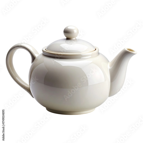 Elegant Ceramic Teapot on Transparent Background for Tea Time