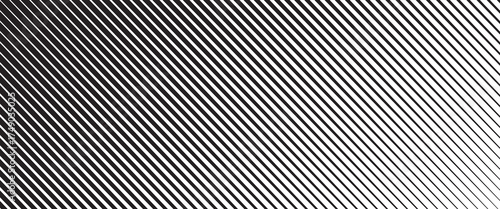Slant line halftone gradation texture. Fading diagonal stripe gradient background. Black oblique pattern backdrop. Vanishing thin parallel line wallpaper for overlay, print, cover. Vector