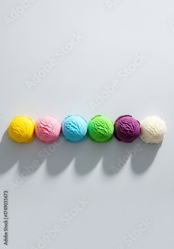 Wallpaper Mural Colorful Ice Cream Scoops in a Row - Sweet Summer Treat. Torontodigital.ca