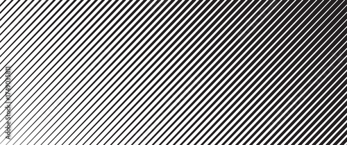 Slant line halftone gradation texture. Fading diagonal stripe gradient background. Black oblique pattern backdrop. Vanishing thin parallel line wallpaper for overlay, print, cover. Vector