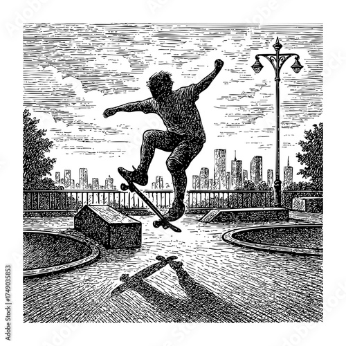 silhouette of a skateboarder