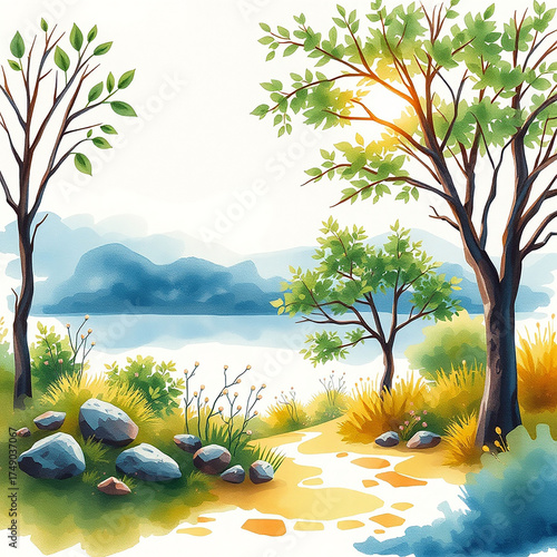 Water color painting on nature Generative Ai.