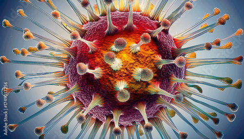 Microscopische Vieren von Corona, Covid, Varianten wie XFB, Stratus, NB.1.8.1, Nimbus - 11