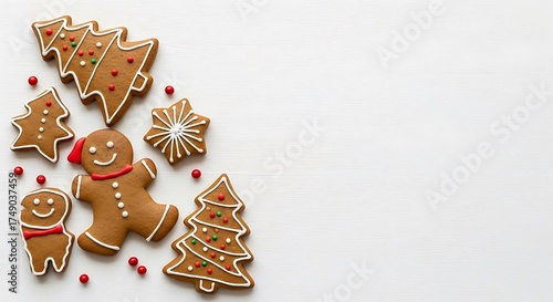 Wallpaper Mural Festive Gingerbread Cookies - A Christmas Treat on White Background. Torontodigital.ca