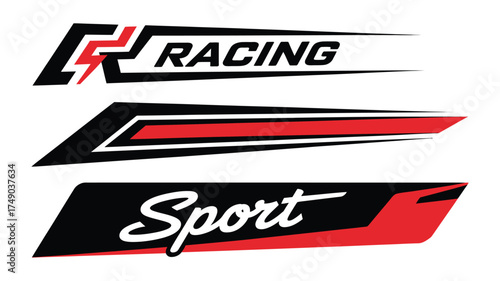 Car wrap vector set with sports stripes racing decals stickers ideal for car tuning motorsport design poster and digital illustration