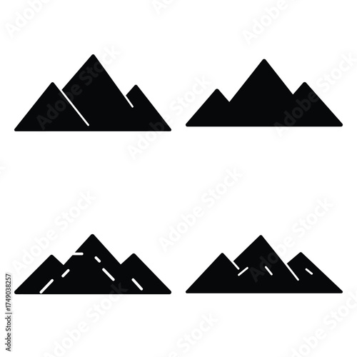 branch with leaves icon set, black color and white background