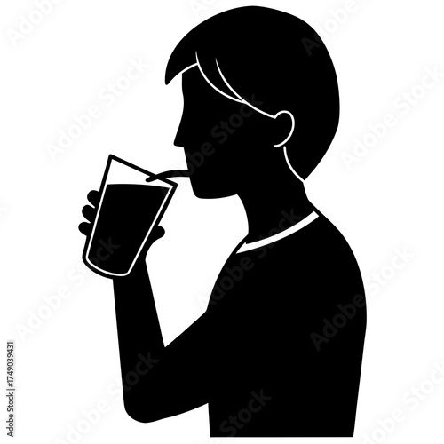 silhouette of a woman drinking a cocktail