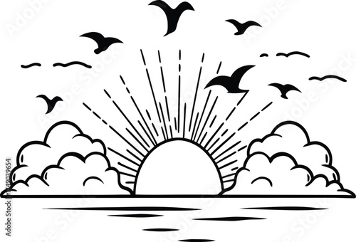 landscape with birds