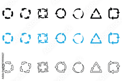recycling logo vector set, recycle icon, reuse recycle symbol vector illustration