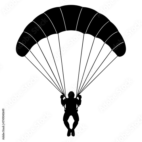 paraglider silhouette on black