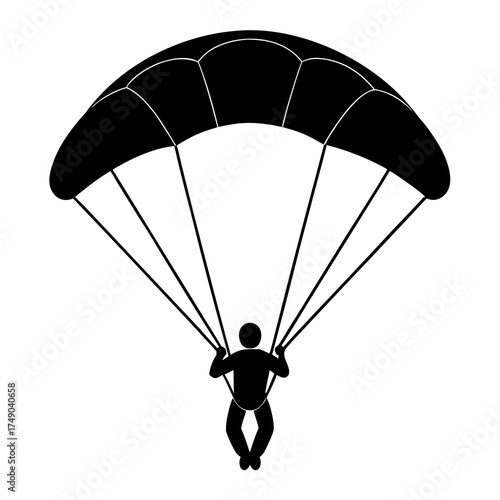 paraglider silhouette on black