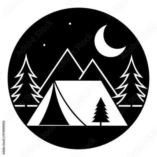 camping icons set