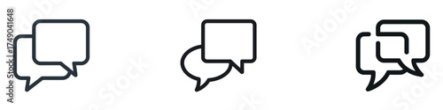 Chat bubbles icon vector illustration. Linear style symbols for discussion, messaging, support, and online communication.