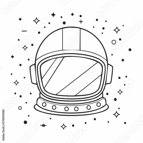 Astronaut Helmet Line Art