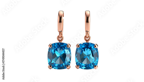 Rose gold earrings with blue stones