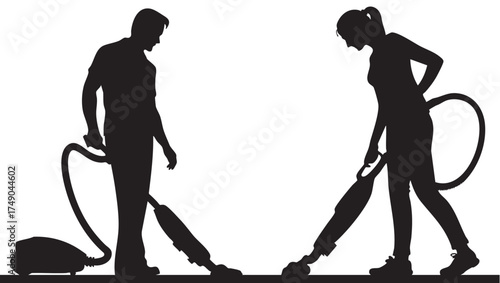 Vacuum cleaner silhouette modern household appliance for cleaning floors