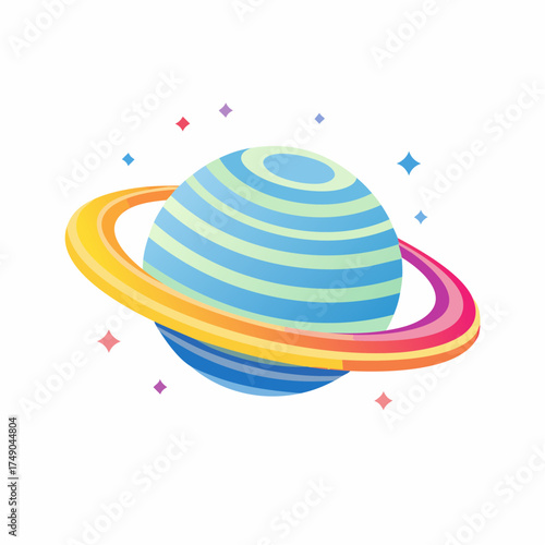 Planet with Rings Illustration