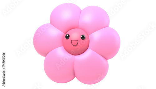 Cartoon flower, pink, happy expression