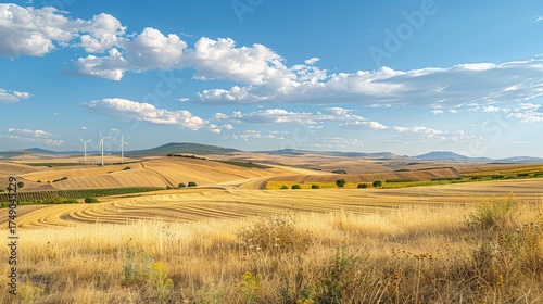 A photo of wind turbines generating clean energy.