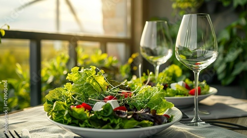 A photo of wind turbines in a green countryside.