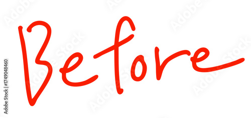 「Before」手書き文字　赤色